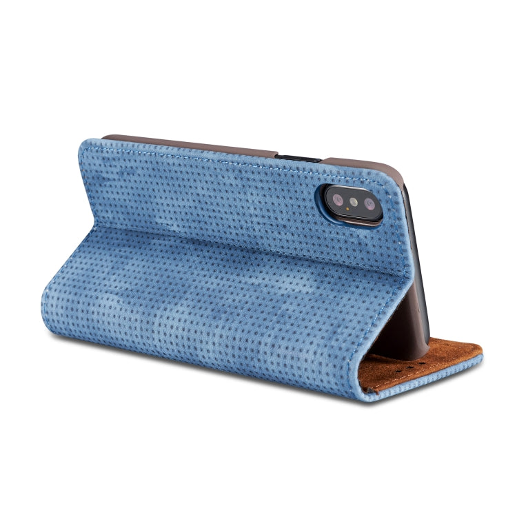 For iPhone XR Retro Style Mesh Breathable Horizontal Flip Leather Case  with Card Slot & Holder & Wallet