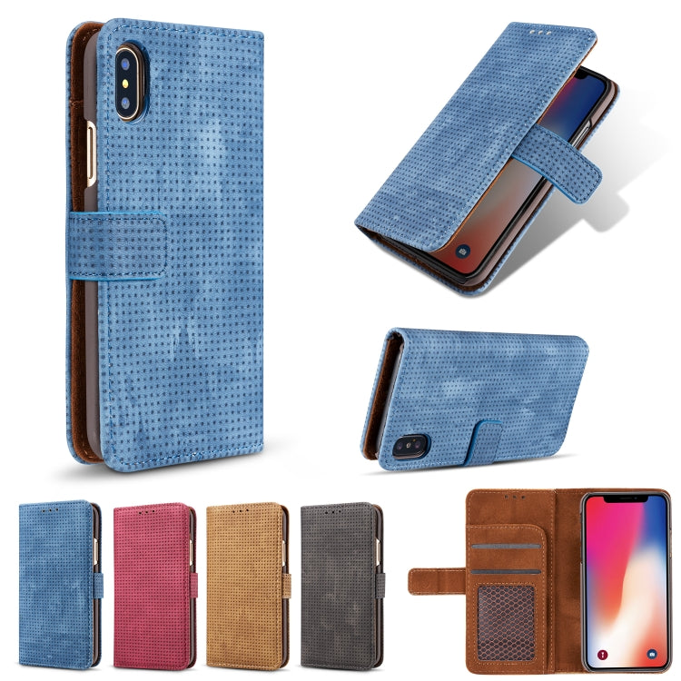 For iPhone XR Retro Style Mesh Breathable Horizontal Flip Leather Case  with Card Slot & Holder & Wallet
