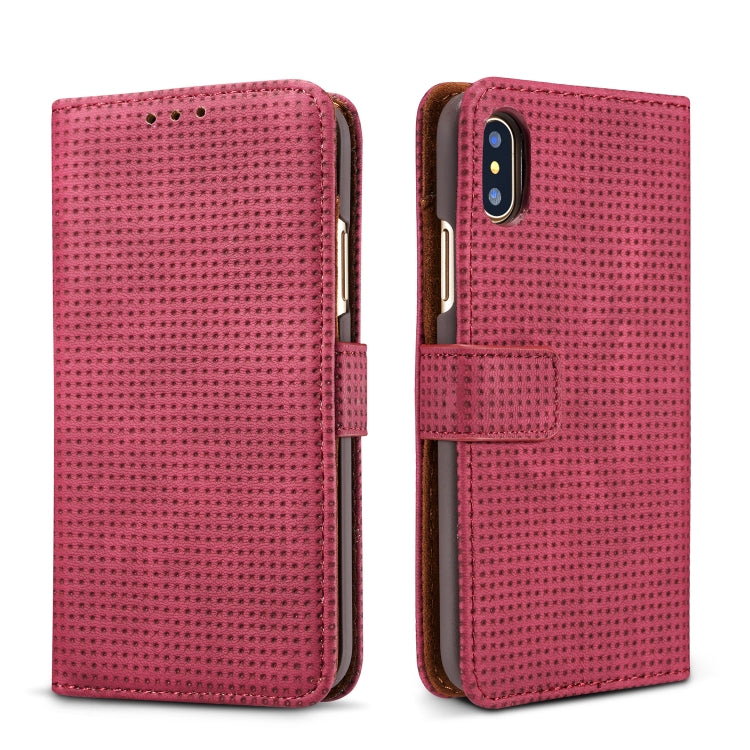 For iPhone XR Retro Style Mesh Breathable Horizontal Flip Leather Case  with Card Slot & Holder & Wallet