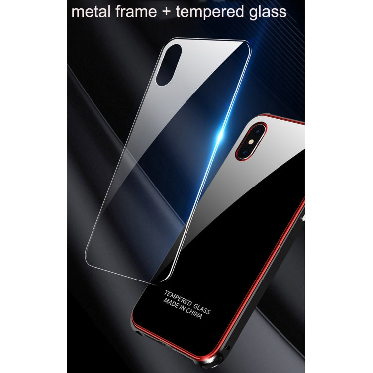 For iPhone XR Crystal Cube Shockproof Airbag Tempered Glass + Metal Frame Case
