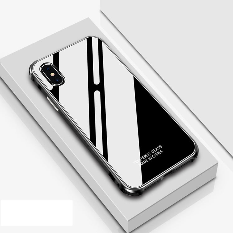 For iPhone XR Crystal Cube Shockproof Airbag Tempered Glass + Metal Frame Case