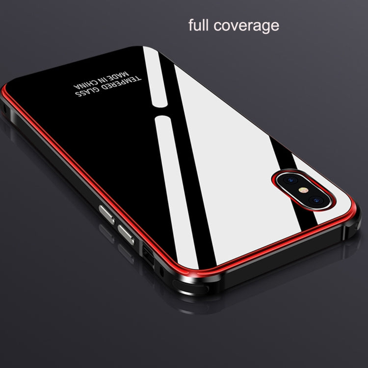For iPhone XR Crystal Cube Shockproof Airbag Tempered Glass + Metal Frame Case