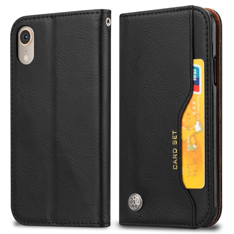 For iPhone XR Knead Skin Texture Horizontal Flip Leather Case with Photo Frame & Holder & Card Slots & Wallet