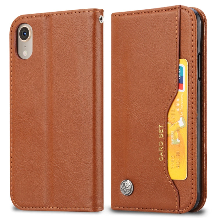 For iPhone XR Knead Skin Texture Horizontal Flip Leather Case with Photo Frame & Holder & Card Slots & Wallet