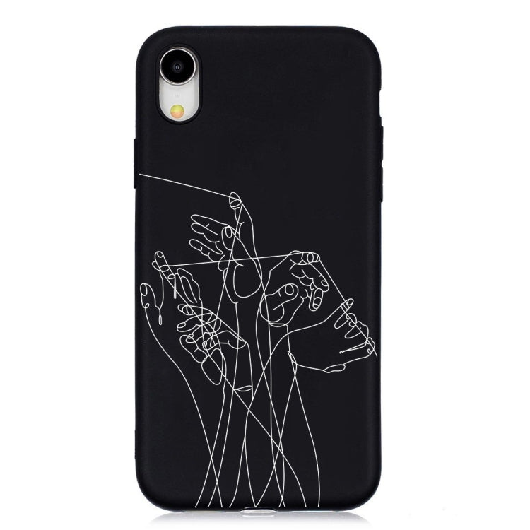 For iPhone XR Five Hands Painted Pattern Soft TPU Case