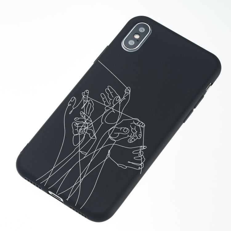 For iPhone XR Five Hands Painted Pattern Soft TPU Case