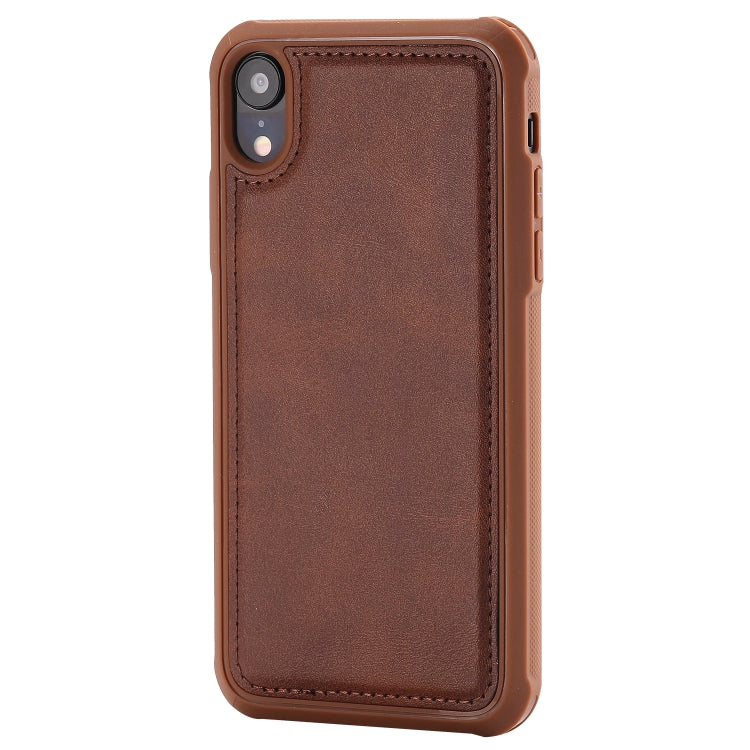For iPhone XR Magnetic Shockproof TPU + PC + PU Leather Pasted Case