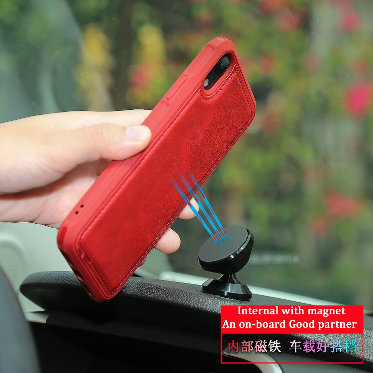 For iPhone XR Magnetic Shockproof TPU + PC + PU Leather Pasted Case