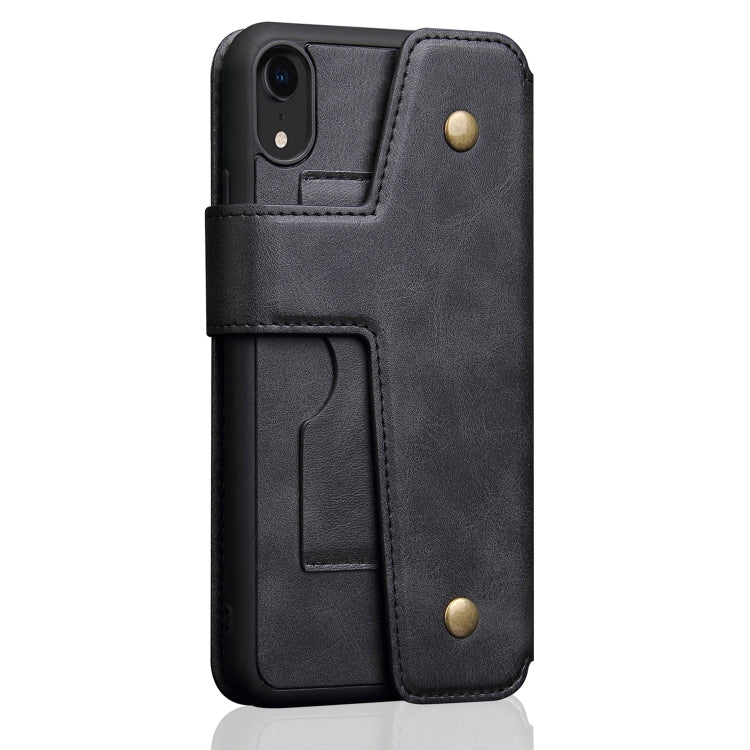 For iPhone XR Cowhide Texture Magnetic Absorption Detachable Horizontal Flip Leather Case with Holder & Card Slots & Wallet
