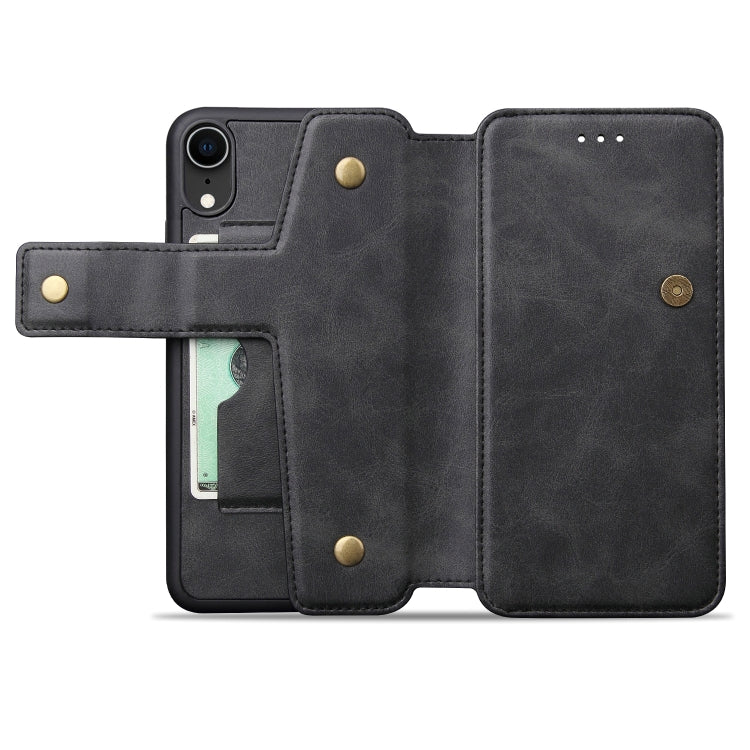 For iPhone XR Cowhide Texture Magnetic Absorption Detachable Horizontal Flip Leather Case with Holder & Card Slots & Wallet