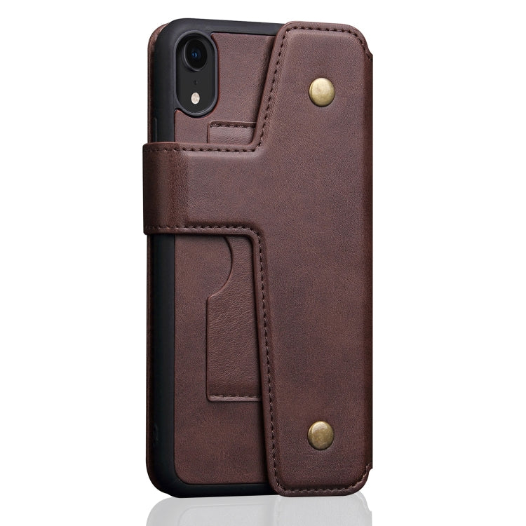 For iPhone XR Cowhide Texture Magnetic Absorption Detachable Horizontal Flip Leather Case with Holder & Card Slots & Wallet