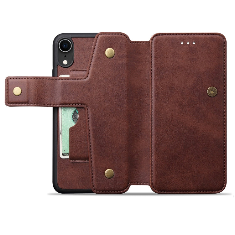 For iPhone XR Cowhide Texture Magnetic Absorption Detachable Horizontal Flip Leather Case with Holder & Card Slots & Wallet