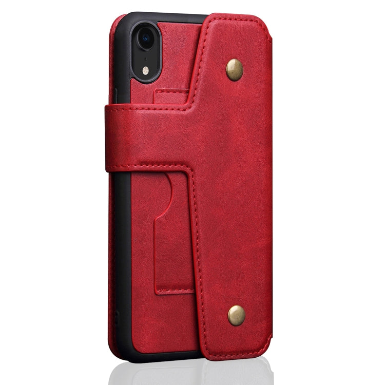 For iPhone XR Cowhide Texture Magnetic Absorption Detachable Horizontal Flip Leather Case with Holder & Card Slots & Wallet
