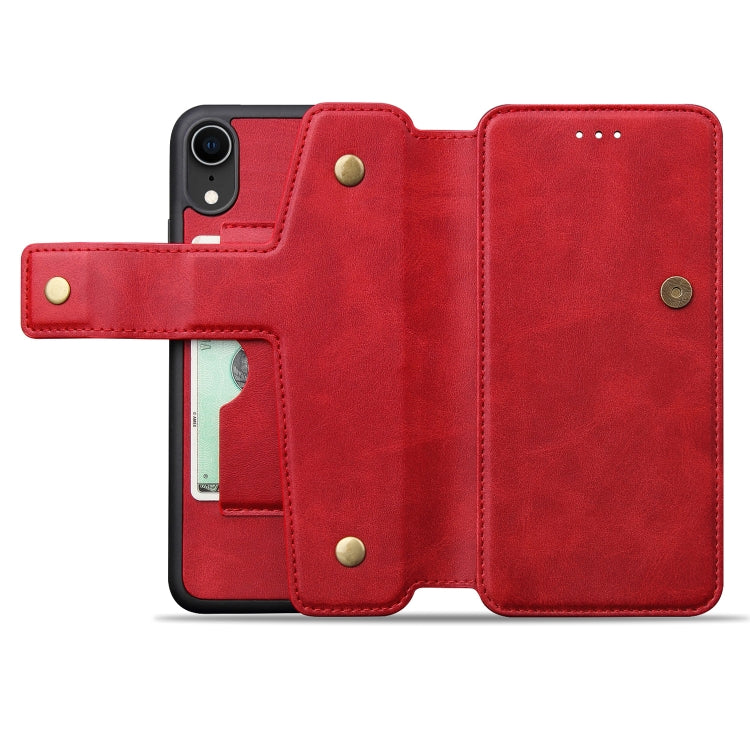 For iPhone XR Cowhide Texture Magnetic Absorption Detachable Horizontal Flip Leather Case with Holder & Card Slots & Wallet