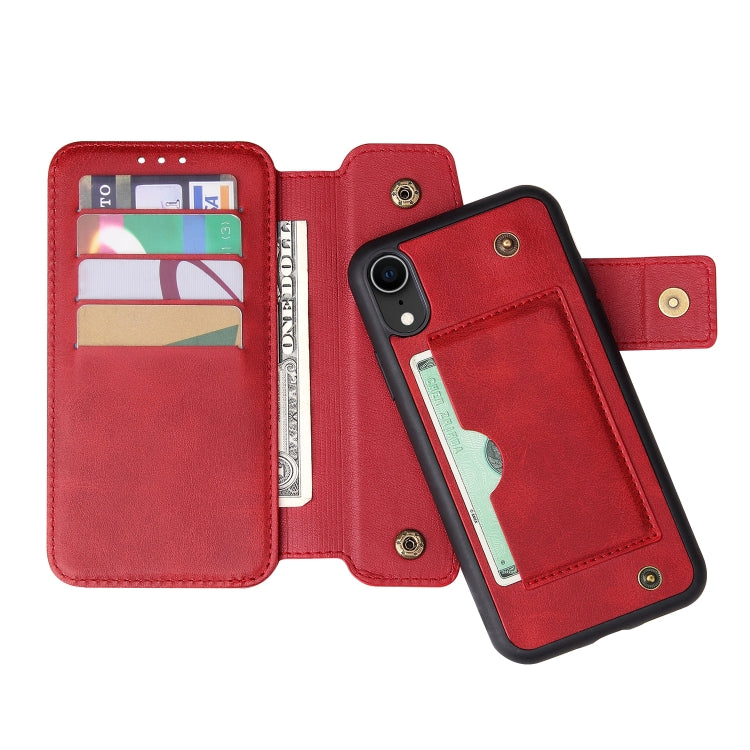 For iPhone XR Cowhide Texture Magnetic Absorption Detachable Horizontal Flip Leather Case with Holder & Card Slots & Wallet