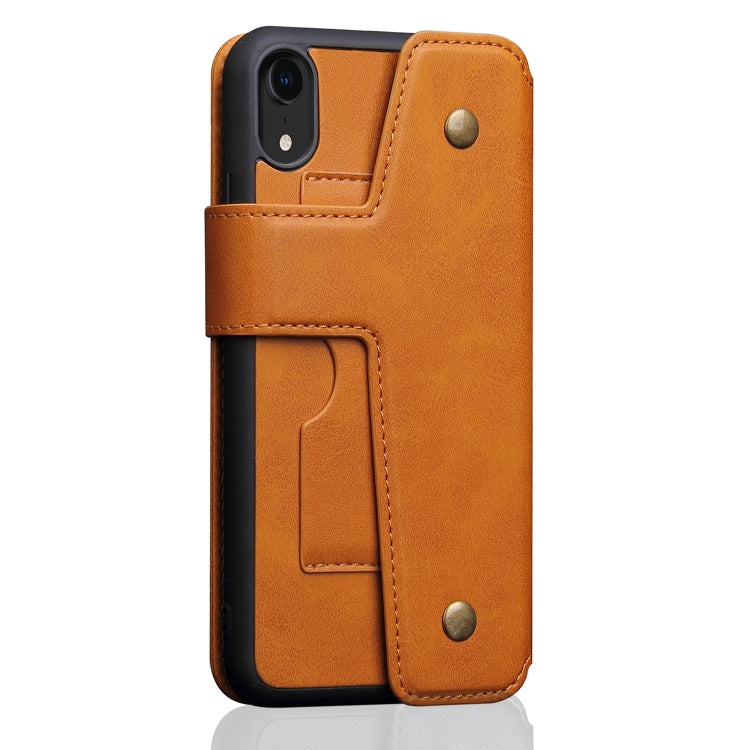 For iPhone XR Cowhide Texture Magnetic Absorption Detachable Horizontal Flip Leather Case with Holder & Card Slots & Wallet