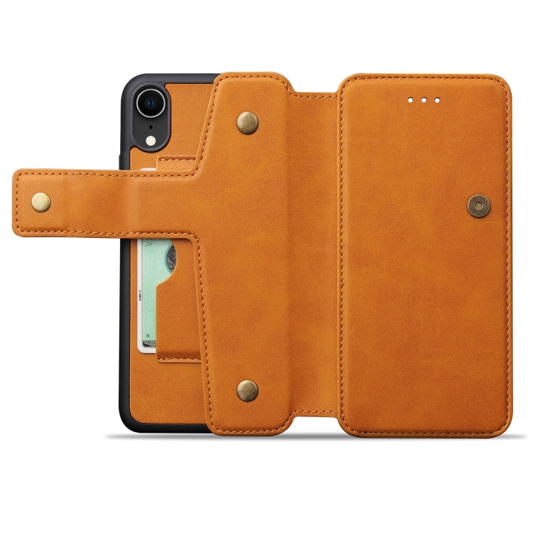 For iPhone XR Cowhide Texture Magnetic Absorption Detachable Horizontal Flip Leather Case with Holder & Card Slots & Wallet