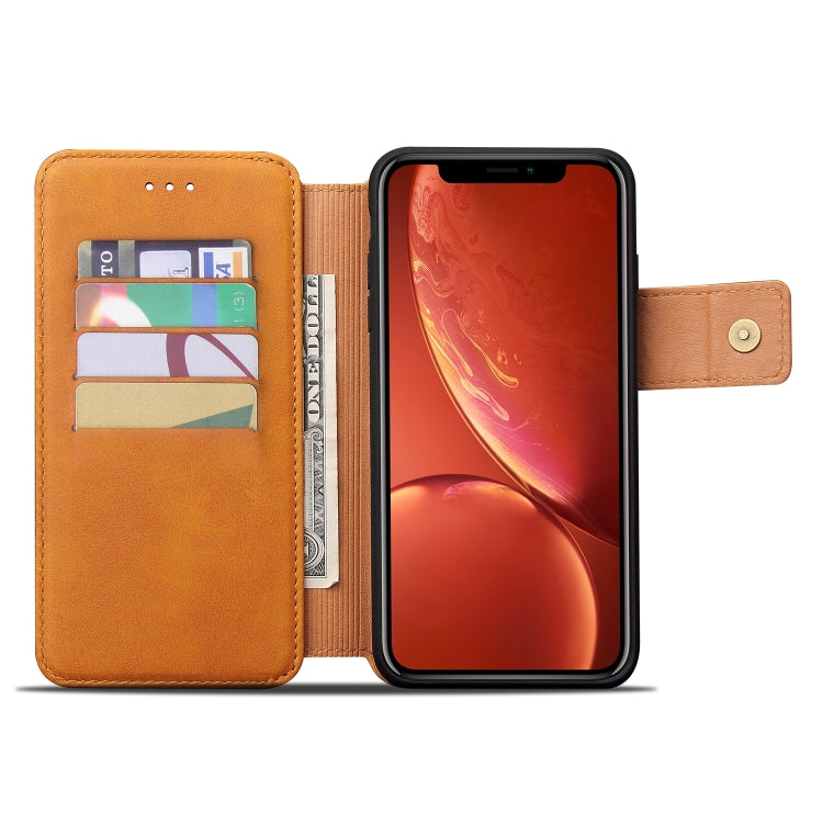 For iPhone XR Cowhide Texture Magnetic Absorption Detachable Horizontal Flip Leather Case with Holder & Card Slots & Wallet