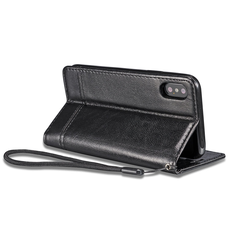 For iPhone XR Double-sided Absorption Splicing Horizontal Flip Leather Case with Holder & Card Slots & Lanyard
