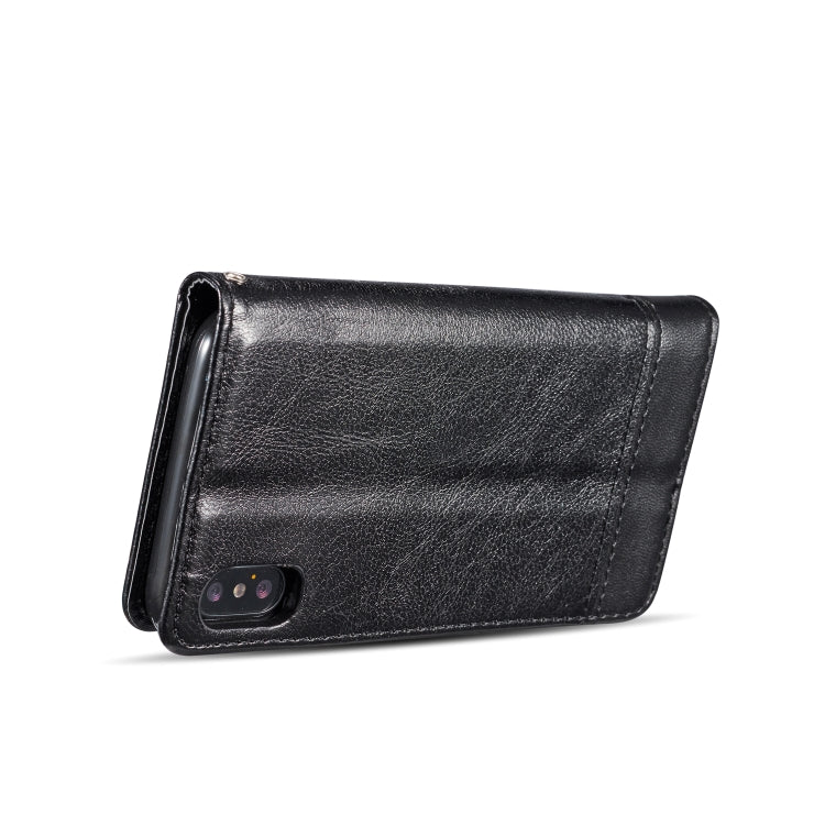 For iPhone XR Double-sided Absorption Splicing Horizontal Flip Leather Case with Holder & Card Slots & Lanyard