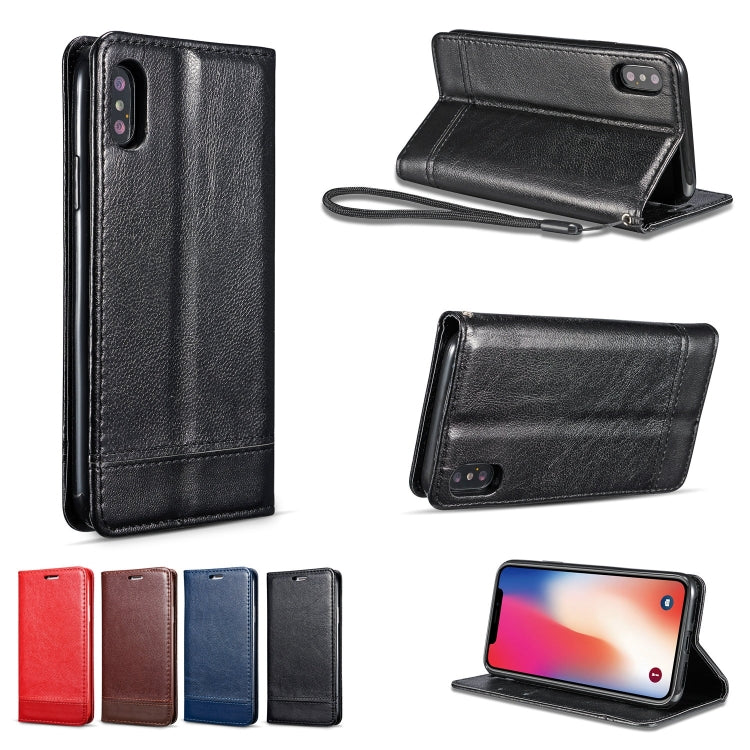 For iPhone XR Double-sided Absorption Splicing Horizontal Flip Leather Case with Holder & Card Slots & Lanyard