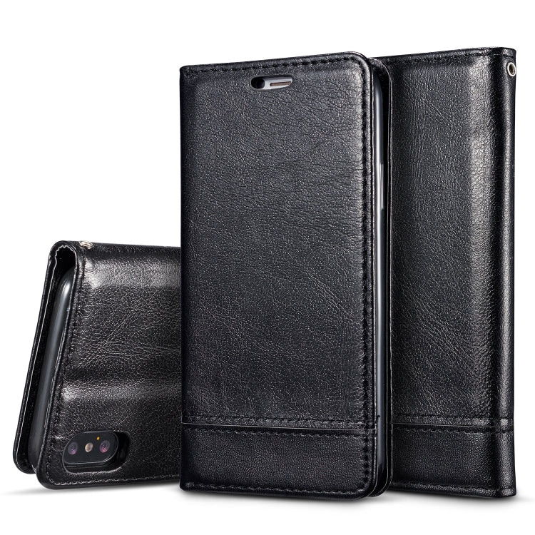 For iPhone XR Double-sided Absorption Splicing Horizontal Flip Leather Case with Holder & Card Slots & Lanyard