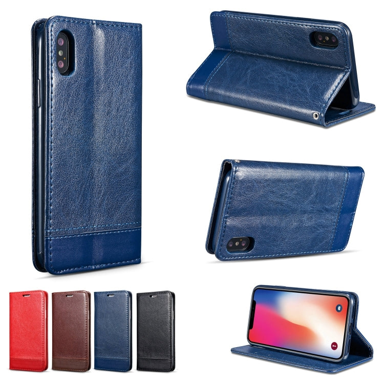 For iPhone XR Double-sided Absorption Splicing Horizontal Flip Leather Case with Holder & Card Slots & Lanyard