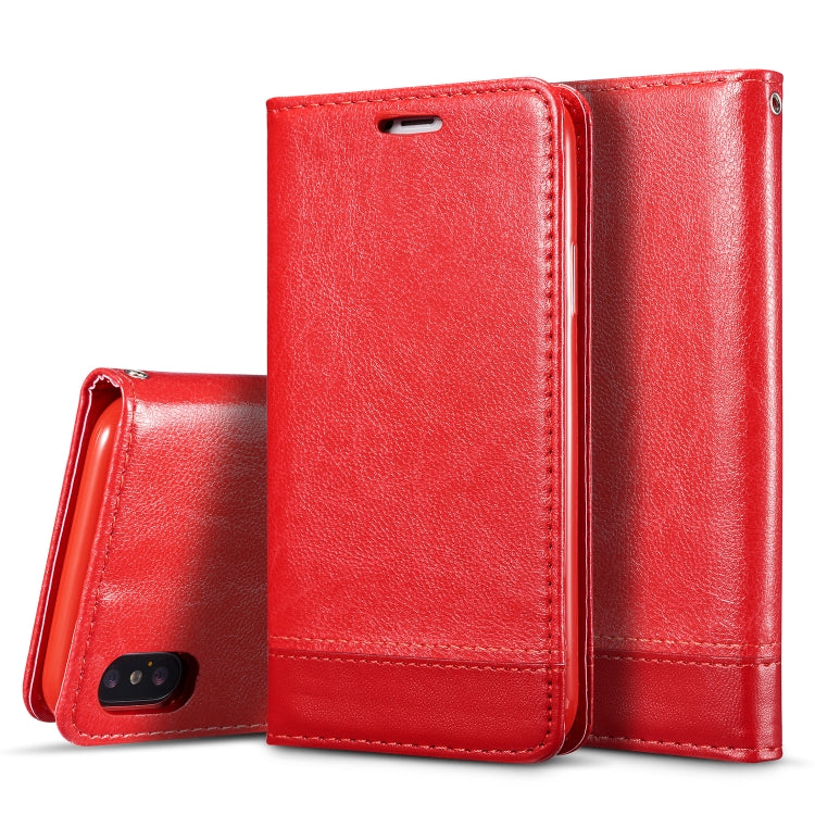 For iPhone XR Double-sided Absorption Splicing Horizontal Flip Leather Case with Holder & Card Slots & Lanyard