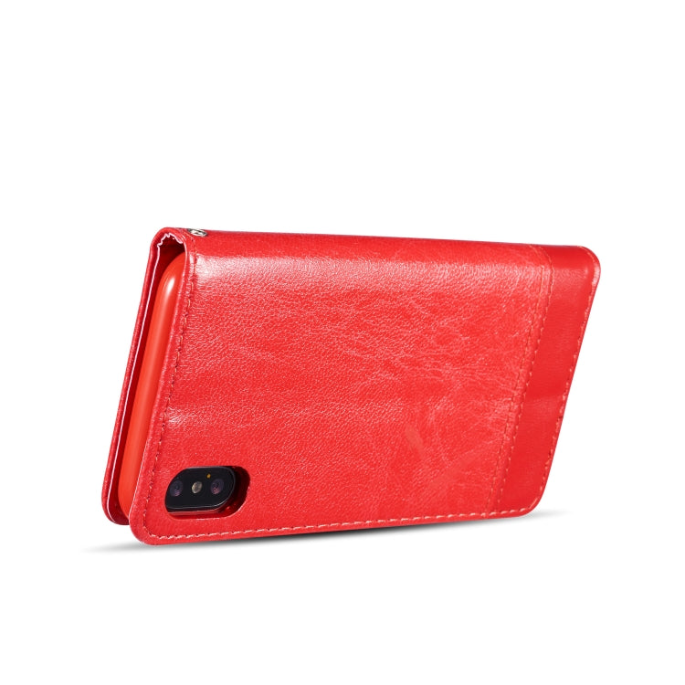 For iPhone XR Double-sided Absorption Splicing Horizontal Flip Leather Case with Holder & Card Slots & Lanyard