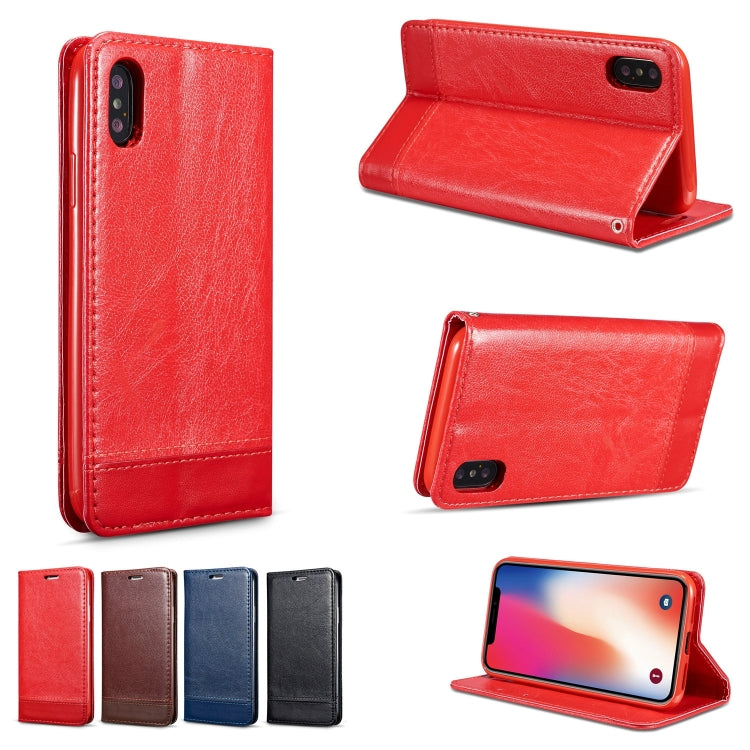 For iPhone XR Double-sided Absorption Splicing Horizontal Flip Leather Case with Holder & Card Slots & Lanyard