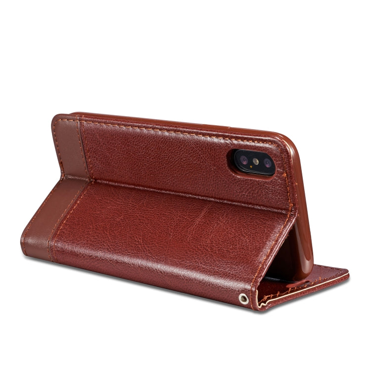 For iPhone XR Double-sided Absorption Splicing Horizontal Flip Leather Case with Holder & Card Slots & Lanyard