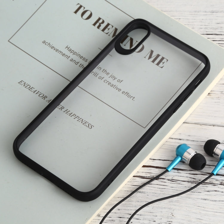 For iPhone XR Shockproof Pure Color Border Acrylic + TPU Protective Case (Black)