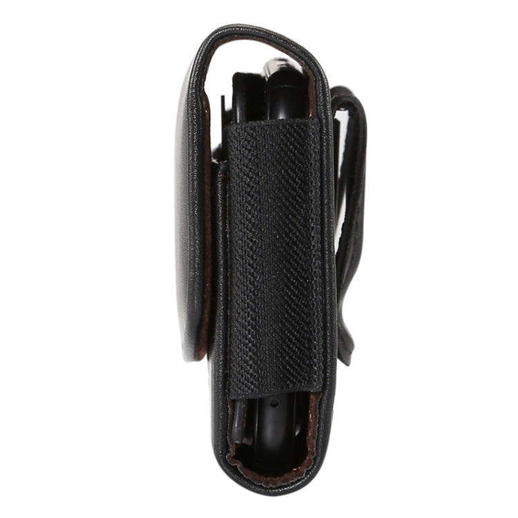 For iPhone XR Lambskin Elastic Band Men 5.5 Inch Mobile Phone Universal Hanging Waist Leather Case with Card Slot, / Huawei P20 Pro and Other 5.5 Inch Mobile Phones(Black)