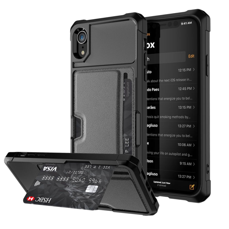 For iPhone XR Shockproof Magnetic PC Case with Card Slot