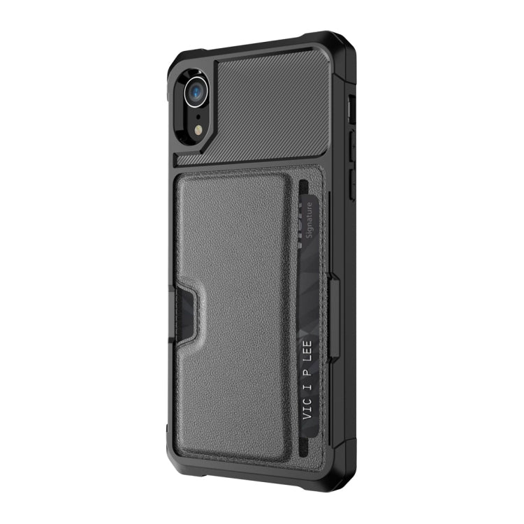 For iPhone XR Shockproof Magnetic PC Case with Card Slot