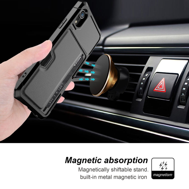 For iPhone XR Shockproof Magnetic PC Case with Card Slot