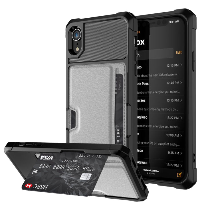 For iPhone XR Shockproof Magnetic PC Case with Card Slot
