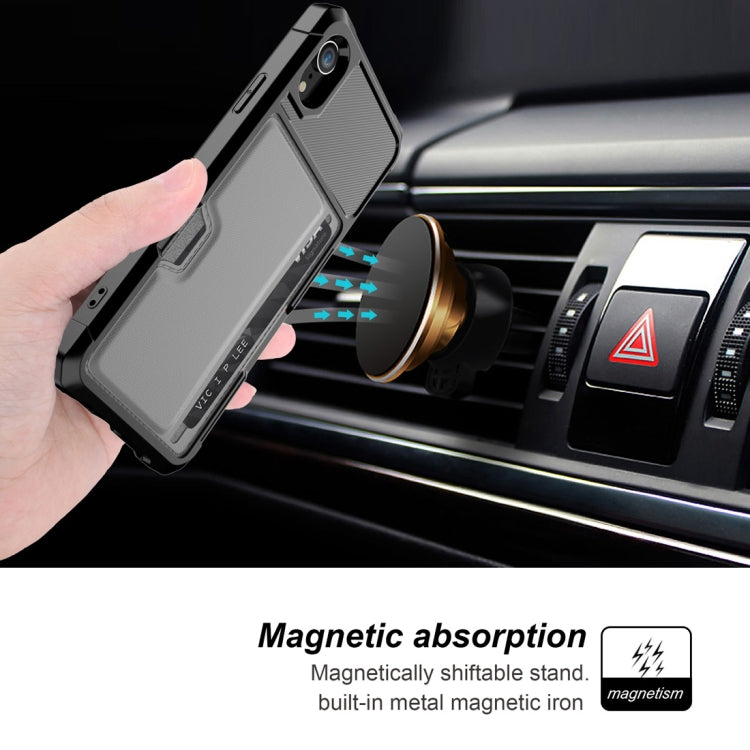 For iPhone XR Shockproof Magnetic PC Case with Card Slot