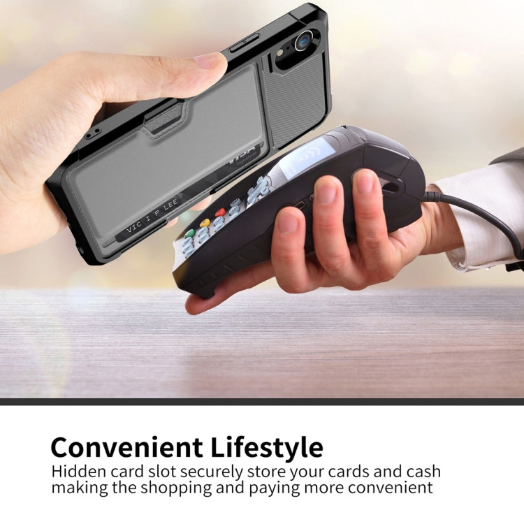 For iPhone XR Shockproof Magnetic PC Case with Card Slot