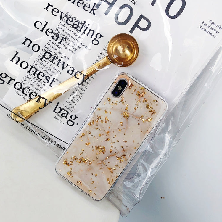 For iPhone XR Shockproof Epoxy Marble Gold Foil Pattern Soft TPU Case