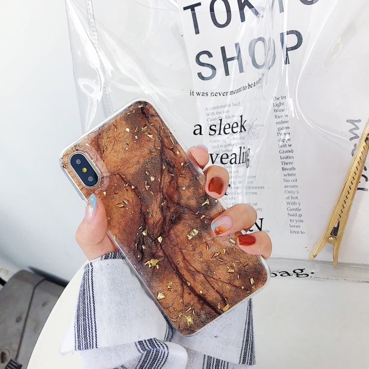 For iPhone XR Shockproof Epoxy Marble Gold Foil Pattern Soft TPU Case
