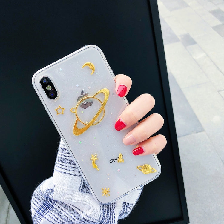 For iPhone XR Shockproof Epoxy Golden Universe Pattern Soft TPU Case