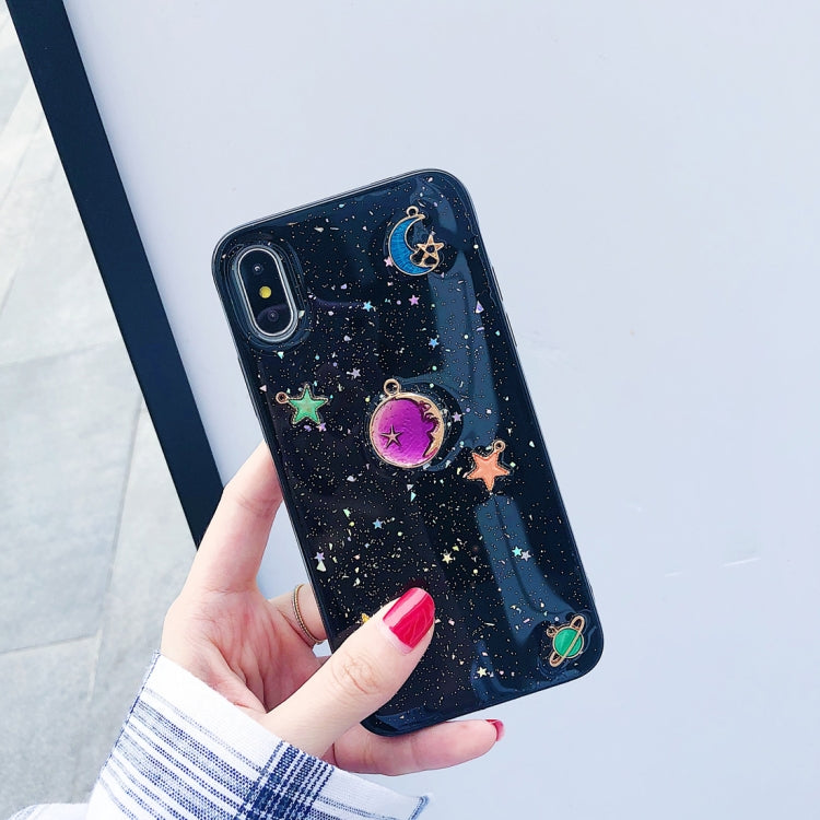 For iPhone XR Shockproof Epoxy Purple Planet Pattern Soft TPU Case