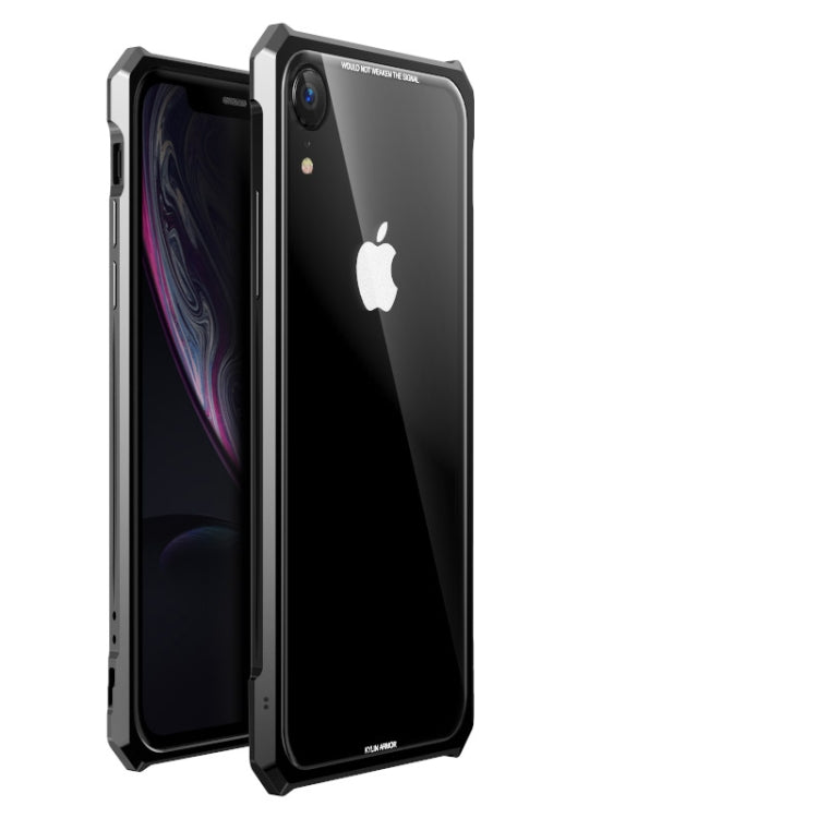 For iPhone XR Snap-on Aluminum Frame and Tempered Glass Back Plate Case