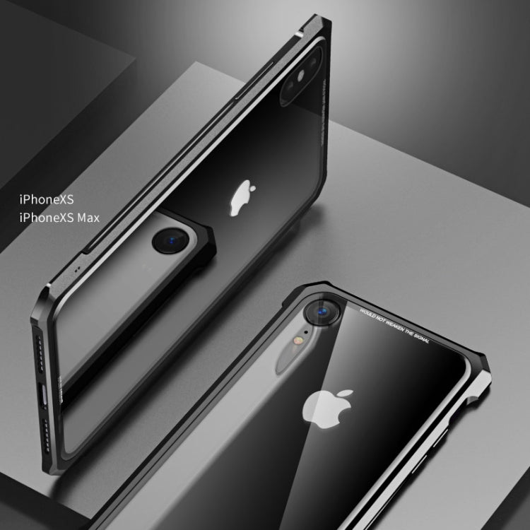 For iPhone XR Snap-on Aluminum Frame and Tempered Glass Back Plate Case