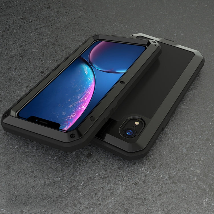 For iPhone XR Waterproof Dustproof Shockproof Aluminum Alloy + Tempered Glass + Silicone Case