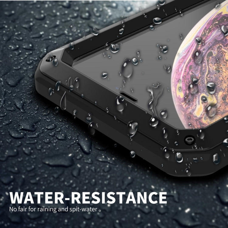 For iPhone XR Waterproof Dustproof Shockproof Aluminum Alloy + Tempered Glass + Silicone Case
