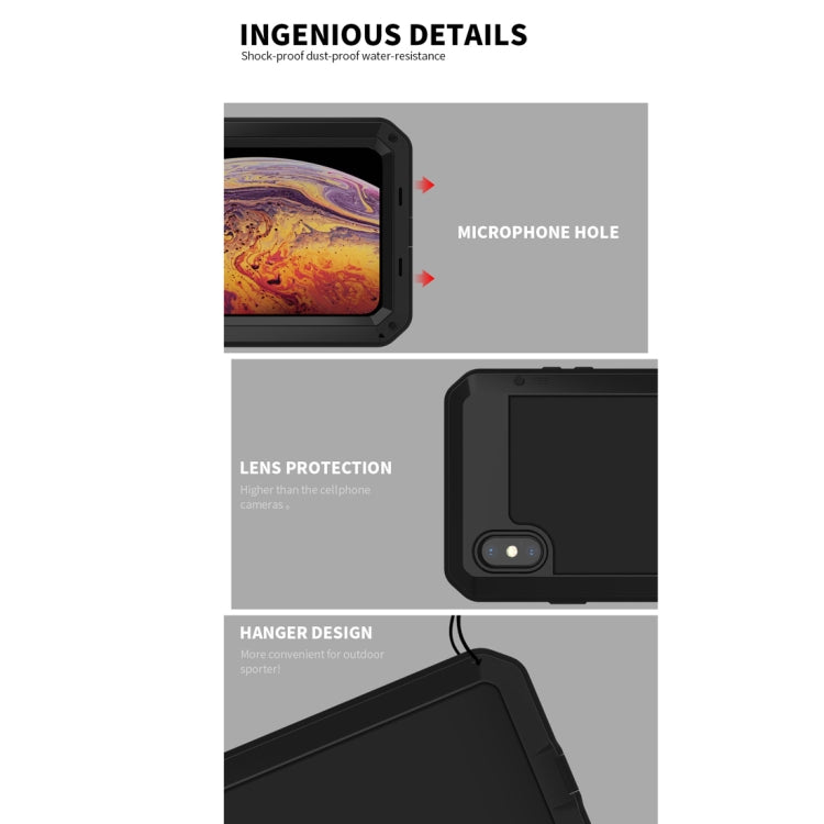 For iPhone XR Waterproof Dustproof Shockproof Aluminum Alloy + Tempered Glass + Silicone Case