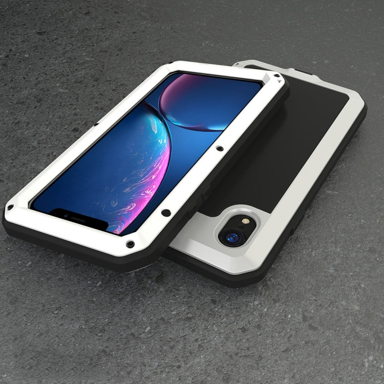 For iPhone XR Waterproof Dustproof Shockproof Aluminum Alloy + Tempered Glass + Silicone Case