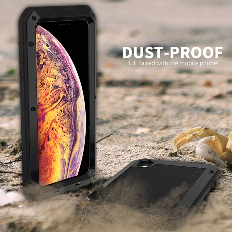 For iPhone XR Waterproof Dustproof Shockproof Aluminum Alloy + Tempered Glass + Silicone Case